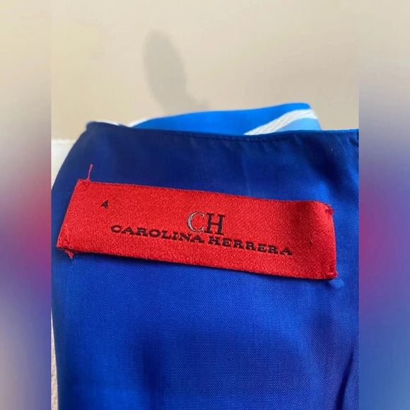 Carolina Herrera Silk Pleated Sleeveless Striped Fit and Flare Dress Size 4 NWOT - Picture 7 of 11